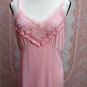 Vintage Pink Lace Slip Dress Sz XL